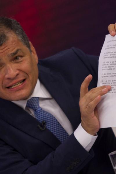 Rafael Correa durante una entrevista en enero de 2017, durante el último tramo de su presidencia.