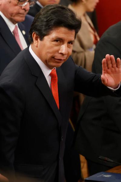 El presidente peruano, Pedro Castillo, en el IV Gabinete Binacional Chile-Perú, en el palacio presidencial de La Moneda, el 29 de noviembre de 2022.