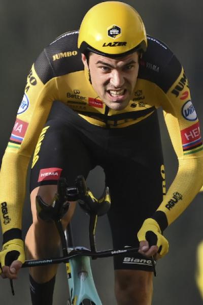 FILE- Netherland's Tom Dumoulin competes during stage 20 of the Tour de France cycling race, an individual time trial over 36.2 kilometers (22.5 miles), from Lure to La Planche des Belles Filles, France, on Sept. 19, 2020. Former Giro d'Italia champion Tom Dumoulin announced Friday, June 3, 2022, that he will put an end to his career at the end of the season, saying that the sacrifices he makes no longer bring the results he wants. (Marco Bertorello/Pool Photo via AP, File)