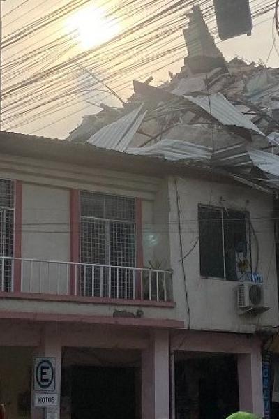 Una casa de Pasaje destruida por el terremoto de marzo de 2023.