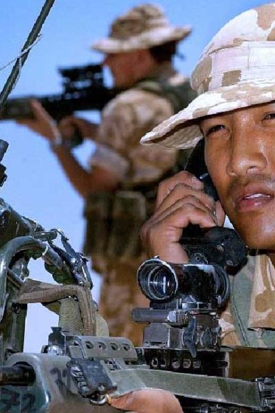 Soldado gurkha el servicio el Ejército británico.