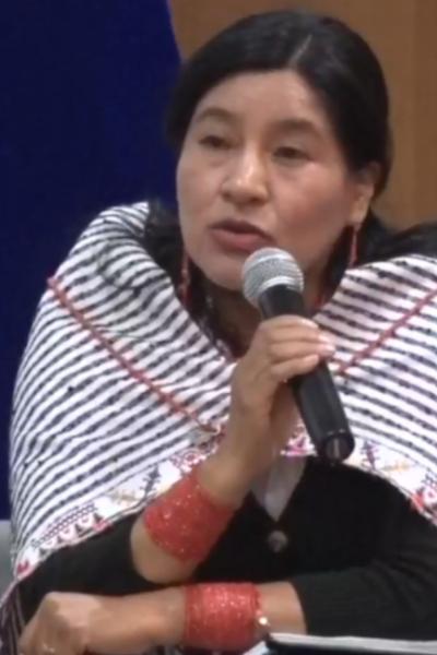 Rosa Chango, jefe de Relaciones Comunitarias de Petroecuador, 31 de julio de 2023, en la UTPL.
