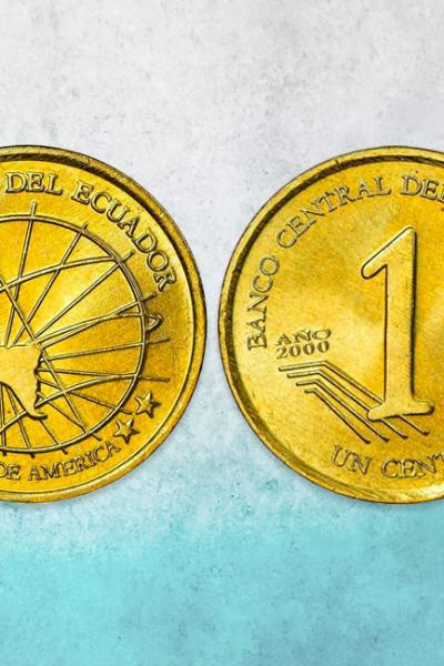 Moneda de 1 centavo antigua de Ecuador