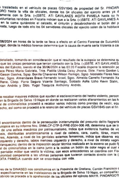 Extracto del parte policial sobre el femicidio de Aidita Ati.