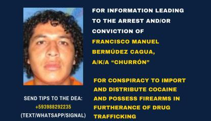 Cartel difundido por el Departamento de Estado de Estados Unidos para la búsqueda de alias 'Churrón'.