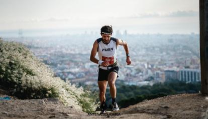 El ultraatleta ecuatoriano Joaquín López, durante un entrenamiento en Barcelona, España.