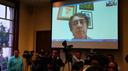 Galo Mora durante su comparencia por videoconferencia con la Comisión de Fiscalización de la Asamblea Nacional.