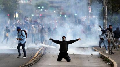 Protestas en el Centro Histórico de Quito, el 4 de octubre del 2019.