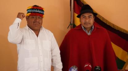 Jaime Vargas y Leonidas Iza confirmaron que no serán candidatos a ninguna dignidad en 2021, el 20 de agosto de 2020 en Quito.