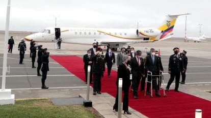 El presidente Guillermo Lasso viajó a Lima en el avión presidencial Embraer Legacy 600, el 27 de julio de 2021.