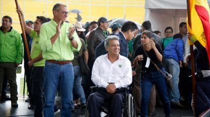 Jorge Glas y Lenín Moreno durante la Quinta Convención de Alianza PAIS, el 1 de octubre de 2016, en Quito.