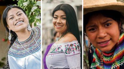 Tres de los influencers indígenas de Ecuador más cotizados: Nancy Risol, Meliza Yumisaca y 'Aushkito'. 