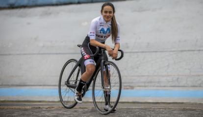 Ana Vivar, en el velódromo José Luis Recalde, en Quito, el 13 de abril de 2023. 