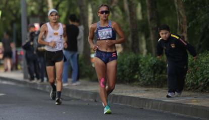 Karla Jaramillo, durante el Campeonato Nacional de Marcha, en Loja, el 3 de febrero de 2024.