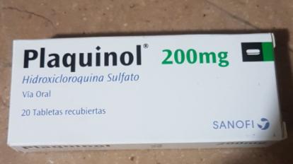 Caja de tabletas de Plaquinol. 