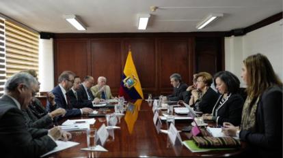 La CIDH en reunión con funcionarios de la Cancillería, el 28 de octubre de 2019.