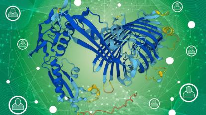 Imagen procesada de las moléculas y proteínas por el programa AlphaFold. 