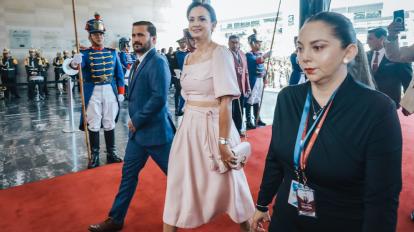 La prefecta del Guayas, Marcela Aguiñaga, en el Palacio Legislativo. 