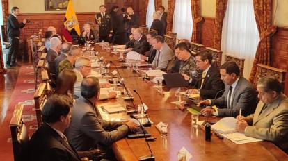 Reunión del Consejo de Seguridad Pública y del Estado (Cosepe) en el Palacio de Carondelet. Quito, 27 de abril de 2023