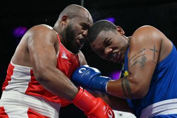 Gerlon Congo, en su combate por los cuartos de final en los Juegos Olímpicos de París, el 2 de agosto de 2024.