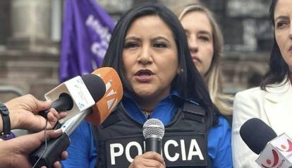 Blanca Sacancela brinda declaraciones el 13 de noviembre en Quito.