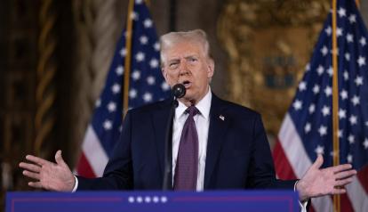 Donald Trump en una conferencia de prensa en el Club Mar-a-Lago el 7 de enero de 2025 en Palm Beach, Florida.