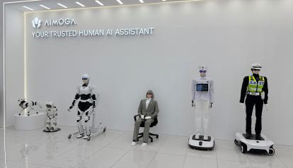 Línea de robots humanoides de la empresa AiMOGA Robotics, tomada en Wuhu, China el 19 de octubre de 2026.