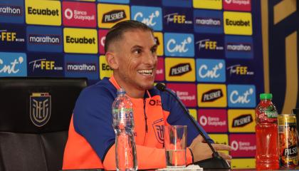 Sebastián Beccacece, durante una rueda de prensa en la Casa de la Selección, en Quito, el 29 de agosto de 2024.