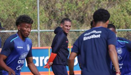 Sebastián Beccacece durante un entrenamiento de la selección de Ecuador, 5 septiembre de 2024.