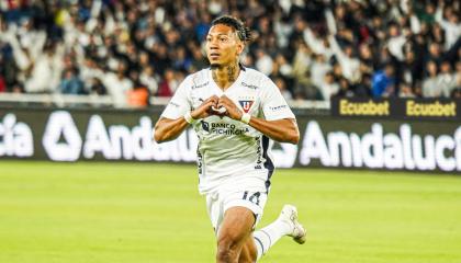 José 'Choclo' Quintero, durante un partido de Liga de Quito por la LigaPro, el 31 de agosto de 2024.