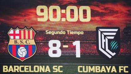 Barcelona SC goleó 8-1 a Cumbayá por la LigaPro, el 10 de noviembre de 2025.