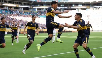 Los jugadores de Boca Juniors festejan un gol ante Benfica en el Mundial de Clubes, en Miami, el 16 de junio de 2025.