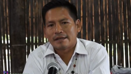 Sergio Ayuy, alcalde del cantón Taisha, en un video difundido en 2014 por el gobierno provincial de Morona Santiago.