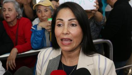 La aspirante a prefecta de Manabí por Pachakutik, Luisa González, el 25 de abril de 2026.
