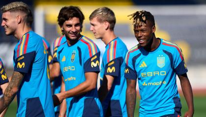 Los jugadores de la selección de España durante el entrenamiento del equipo para preparar el partido de la Nations League contra Inglaterra, el 24 de septiembre de 2026.
