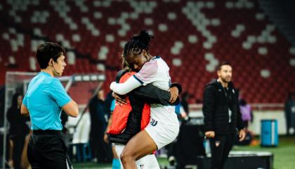 Jugadoras de Guerreras Albas festejan un gol por la tercera fecha de la Copa Libertadores Femenina el jueves 22 de octubre de 2026.