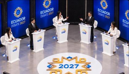 Imagen proporcionada por el CNE sobre los debates de candidatos de las elecciones seccionales del 29 de noviembre de 2026.