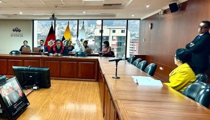 El presidente de la Corte Nacional de Justicia, Marco Rodríguez, durante la instalación de una audiencia el 12 de octubre de 2026.