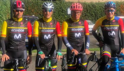 Jefferson Cepeda, Jhonatan Narváez, Jonathan Caicedo y Richard Carapaz, se alistan para el Mundial de Ciclismo. 