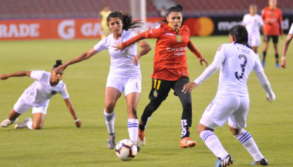 Madelin Riera convirtió el primer hat trick de la Copa Libertadores femenina 2019, en Quito. 