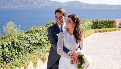 Rafael Nadal y su esposa Mery Perelló, durante su boda en Sa Fortalesa. 