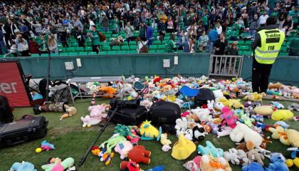 Los hinchas del Beris arrojaron miles de peluches al campo de juego.