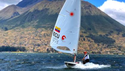 Matías Dyck, durante un entrenamiento en el Lago San Pablo, en septiembre de 2019.