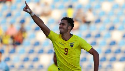 El jugador Leonardo Campana celebra un gol con la Selección Sub 20 en el Sudamericano de Chile. 