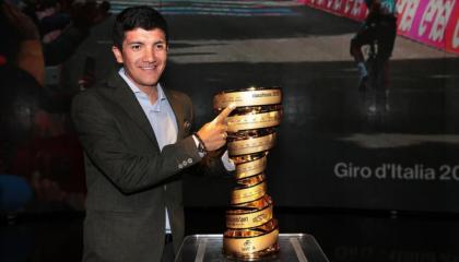 Richard Carapaz, durante la presentación del Giro de Italia 2020. 