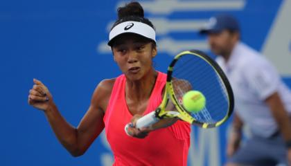 Leylah Fernández durante la final del torneo WTA de Acapulco. 