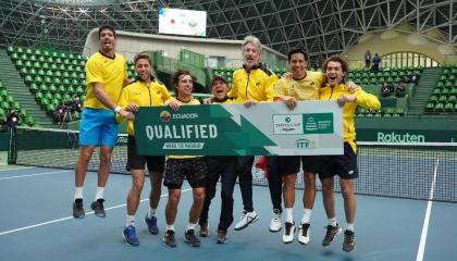 El equipo ecuatoriano de Copa Davis festejó su clasificación al Grupo Mundial.