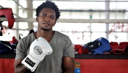 El boxeador Julio Castillo, durante un entrenamiento en Ecuador, en marzo de 2020.