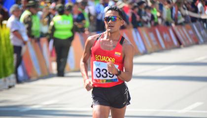 El ecuatoriano Andrés Chocho en una de su competencias de marcha.