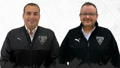 Julio Álvarez y Diego Castro, directivos de Liga de Quito, ofrecieron una rueda de prensa virtual este jueves 23 de abril de 2020. 